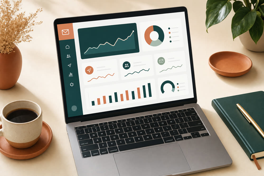 Email marketing analytics dashboard showing high open rates